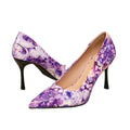 Huizhou city aliexpress women's high heel sandals - fashionable purple printed minimalist pointed toe stiletto heel sandals for women