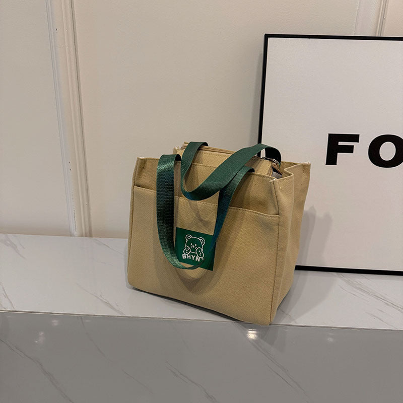 Canvas bag New handbag Bento lunch box Mommy office worker Large capacity commuting Simple versatile shoulder bag