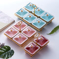 New year ceramic fruit plate with lid dustproof for home dried fruit plate hotel cafe grids dessert plate multi-color snack plate