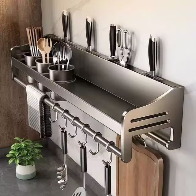 New non-punching kitchen rack wall-mounted multi-functional bathroom knife holder household wall supplies Daquan storage