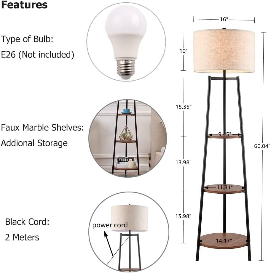 Cross-border floor lamp standing reading lamp with bookshelf modern high pole lamp living room bedroom furniture lighting lamp