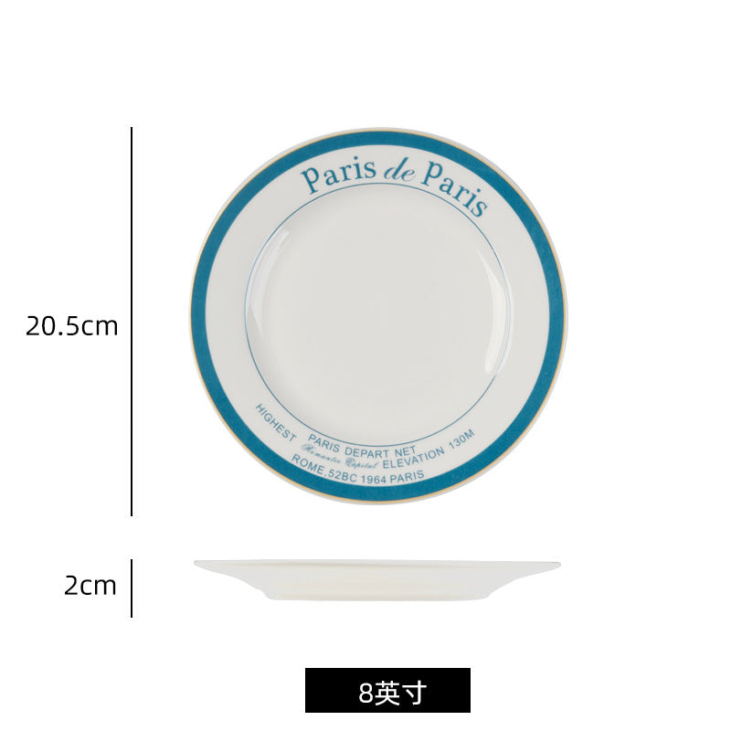 Modern minimalist ceramic plate - trendy, high-style dish for home use, perfect for serving dishes and desserts
