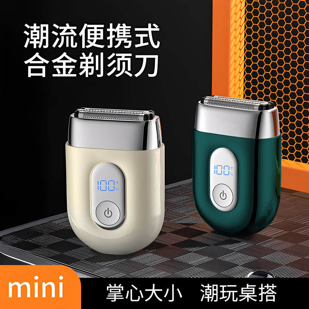 Reciprocating three-blade mini alloy electric shaver washable digital display fast charging portable travel men's razor