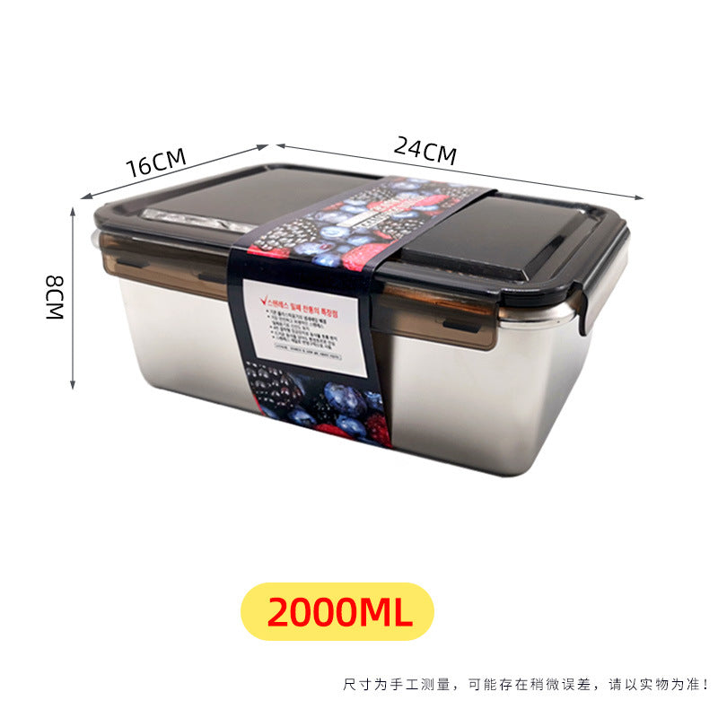 Japanese-style 316 stainless steel food container with lid, lunch box, outdoor fruit sealed bento box, square lunch box - wholesale