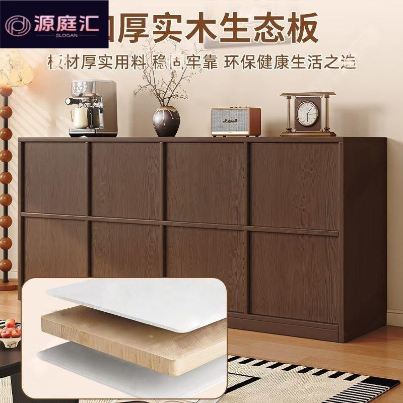 Solid wood sideboard low cabinet wall-mounted tea cabinet medieval style skeleton line storage cabinet side cabinet for home living room storage cabinet