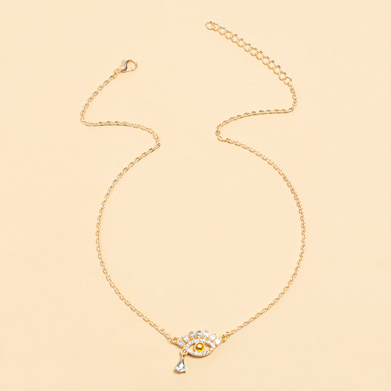 Wholesale diamond-studded eye pendants for cross-border e-commerce: amazon hot-selling accessories - gold alloy evil eye necklace for women