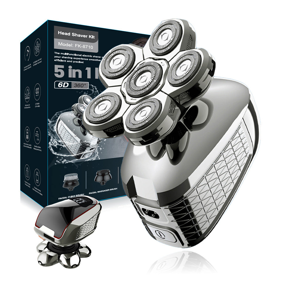 8w six-blade hair clipper & shaver for men - electric multifunctional razor, washable, wet & dry use