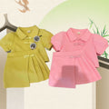 Girls' summer skirt set  new style chic & elegant mid-child casual short-sleeve skirt two-piece outfit