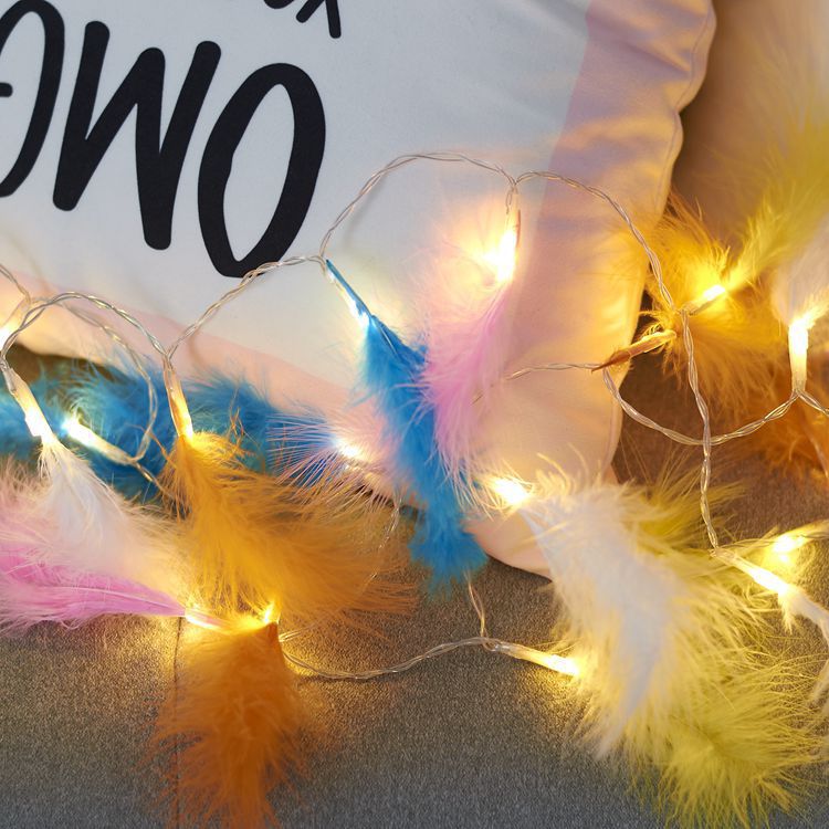 LED feather light string bedroom battery box light string led Christmas wedding home decoration feather light string