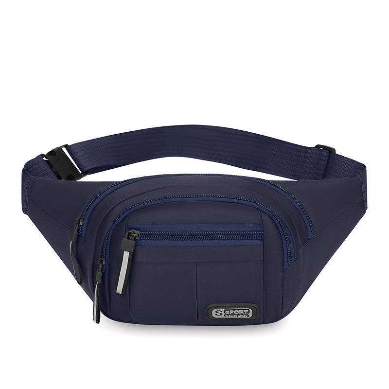 Fashion versatile men's sports fanny pack New outdoor leisure shoulder messenger bag Large capacity going out cycling breast bag