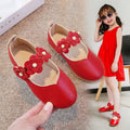 Girls' leather shoes - new spring/autumn  collection: stylish princess shoes for little girls, featuring floral designs, soft soles, and casual comfort for mid-to-large sized children