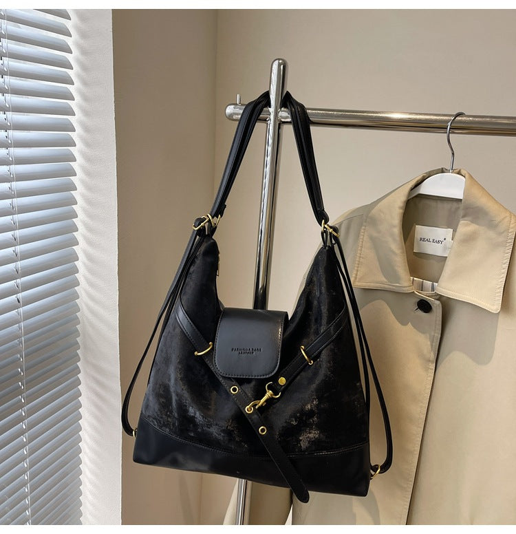 Vintage commute large capacity shoulder bag - women's niche design, new winter crossbody bag, versatile lightweight backpack