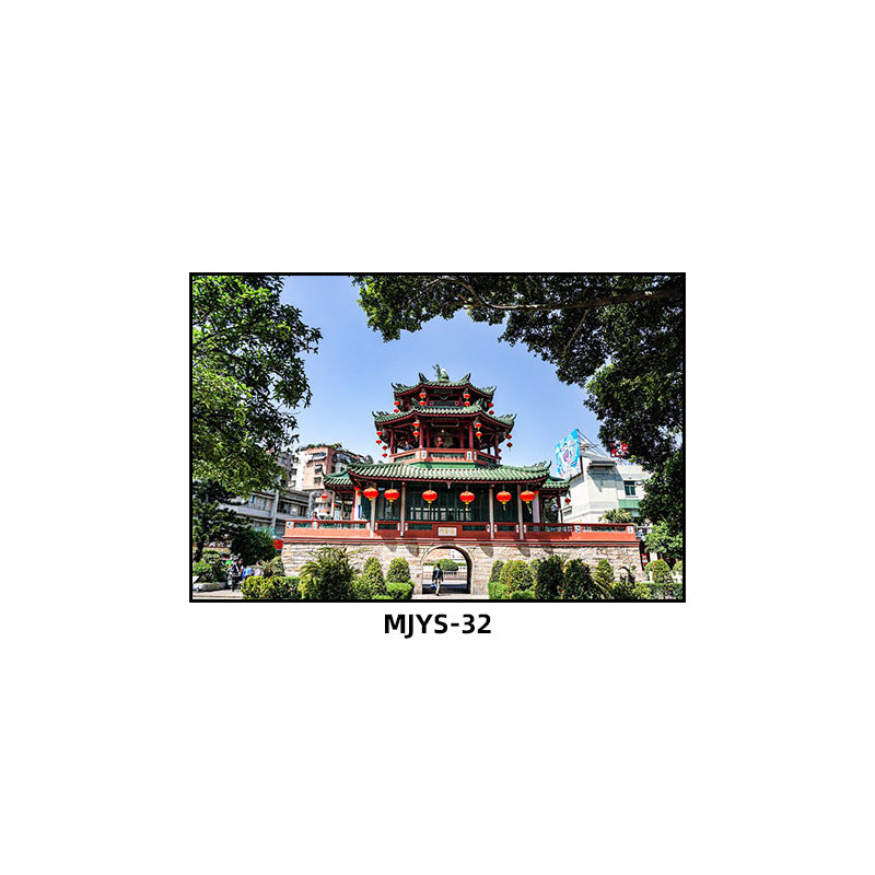 Jieyang ancient city architectural landscape hanging painting hotel box wall decoration painting hot pot restaurant restaurant characteristic cultural tourism mural
