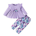 spring/autumn baby girl long-sleeve top & pants two-piece set - casual infant printed pants outfit
