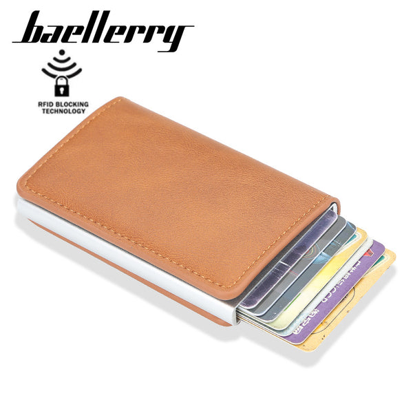 New men's card bag anti-theft brush rfid card clip advanced sense aluminum box elastic card type multi-functional bank card holder men