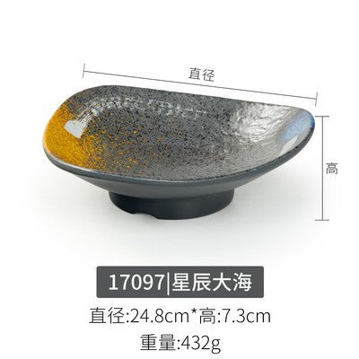 Melamine plate japanese plastic barbecue plate imitation porcelain round flat plate barbecue plate restaurant hot pot tableware dish plate commercial