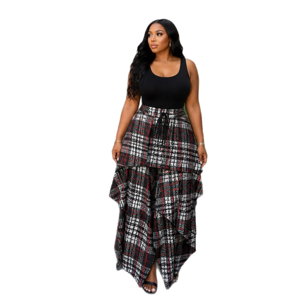 European and american cross-border women's fashion:  summer new arrivals - high-waisted, printed, tie-waist, slim-fit, asymmetrical maxi skirt