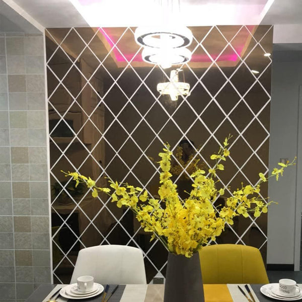 Cross-border  rhombus acrylic splicing background wall mirror wall sticker bedroom living room corridor decorative glass sticker