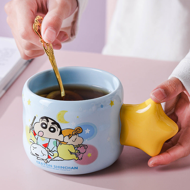 Crayon Xiaoxin Creative Mug Lid Gift Box Personalized Couple Water Cup Cartoon Ceramic Cup Coffee Cup Milk