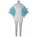 summer new arrivals: european and american style fashion casual loose patchwork mesh sleeve solid color t-shirt dress - cross-border e-commerce