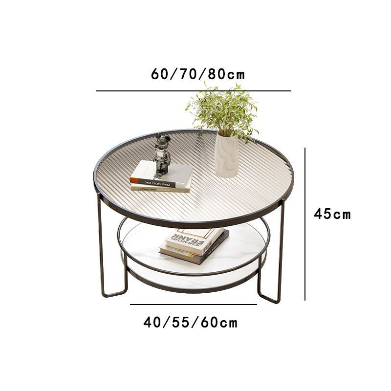 Minimalist mini home table - trendy modern light luxury style - tempered glass round coffee table for small apartments and living rooms