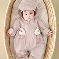 Winter hooded romper outfit baby jumpsuit coat infant onesie super cute fleece-lined thickened trendy