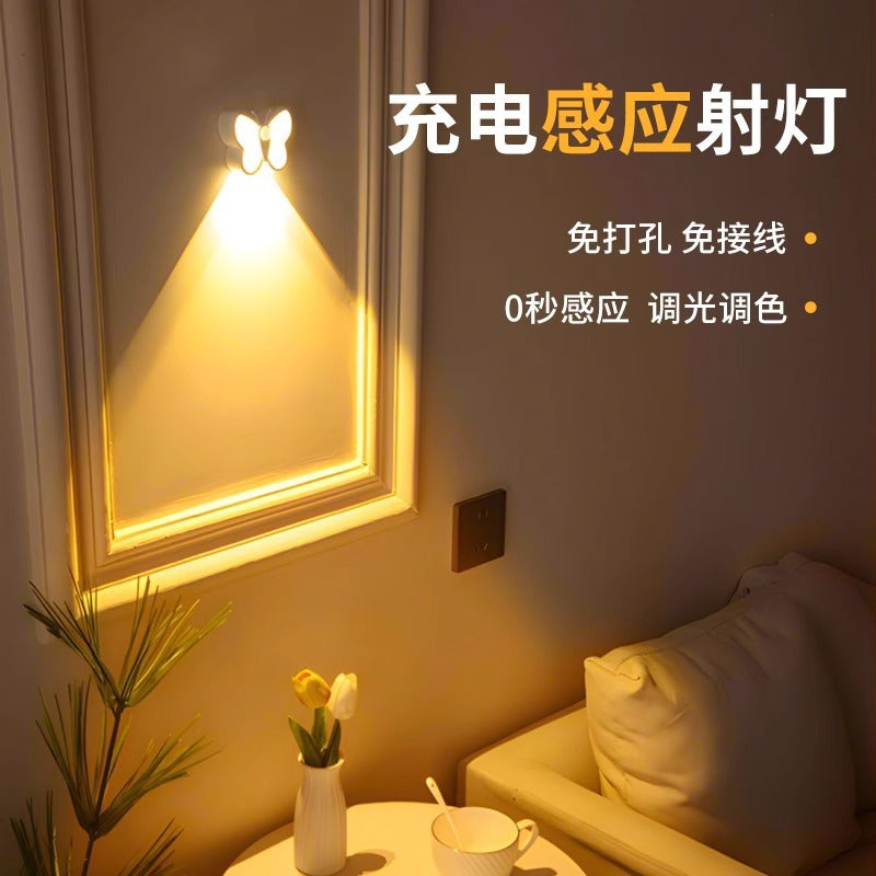 Rechargeable ambient sensor light - no wiring, no drilling, magnetic wireless bedside night light for bedroom