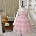 【custom wholesale】girls' dress  winter formal dress stylish girl's fleece-lined vest dress mesh tutu skirt