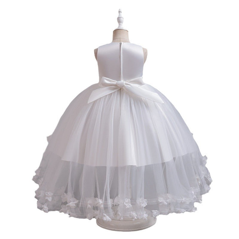 girl wedding dress little girl dress kids host princess dress tail catwalk performance costume skirt