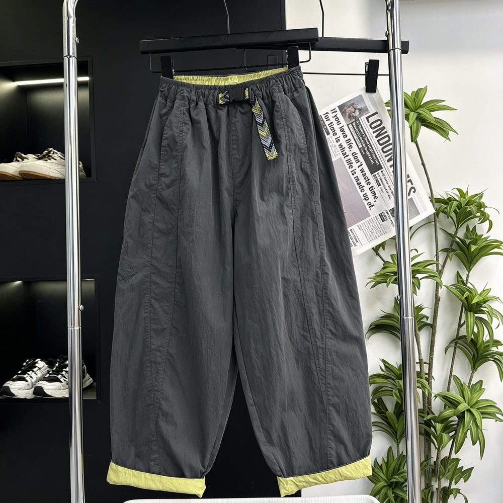 Kids' summer pants: lightweight ice silk breathable casual pants for boys and girls, versatile quick-dry summer outfits for mid-to-large children, matching family sets available