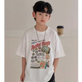 White cotton boys' short-sleeve t-shirt, summer  new arrival, loose fit, casual cartoon print, kids' half-sleeve 011