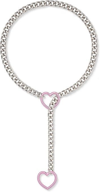 2024 new cross-border multi-color heart & o-ring adjustable punk cuban long necklace - couple's style