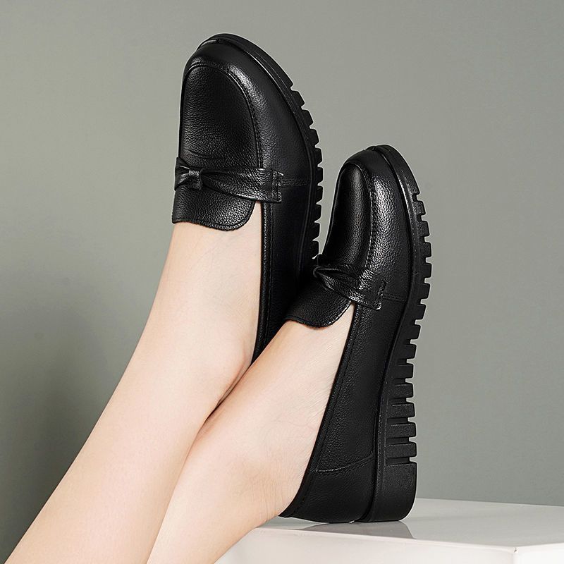 【100% soft leather】comfortable leather shoes for women - soft upper & sole, anti-slip, flat shoes for seniors & middle-aged women
