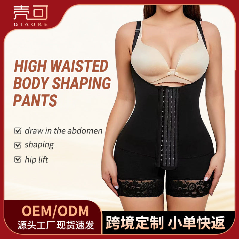 Women's high-waisted lace bodysuit shapewear - postpartum tummy control, butt lift, hip slimming, and body shaping