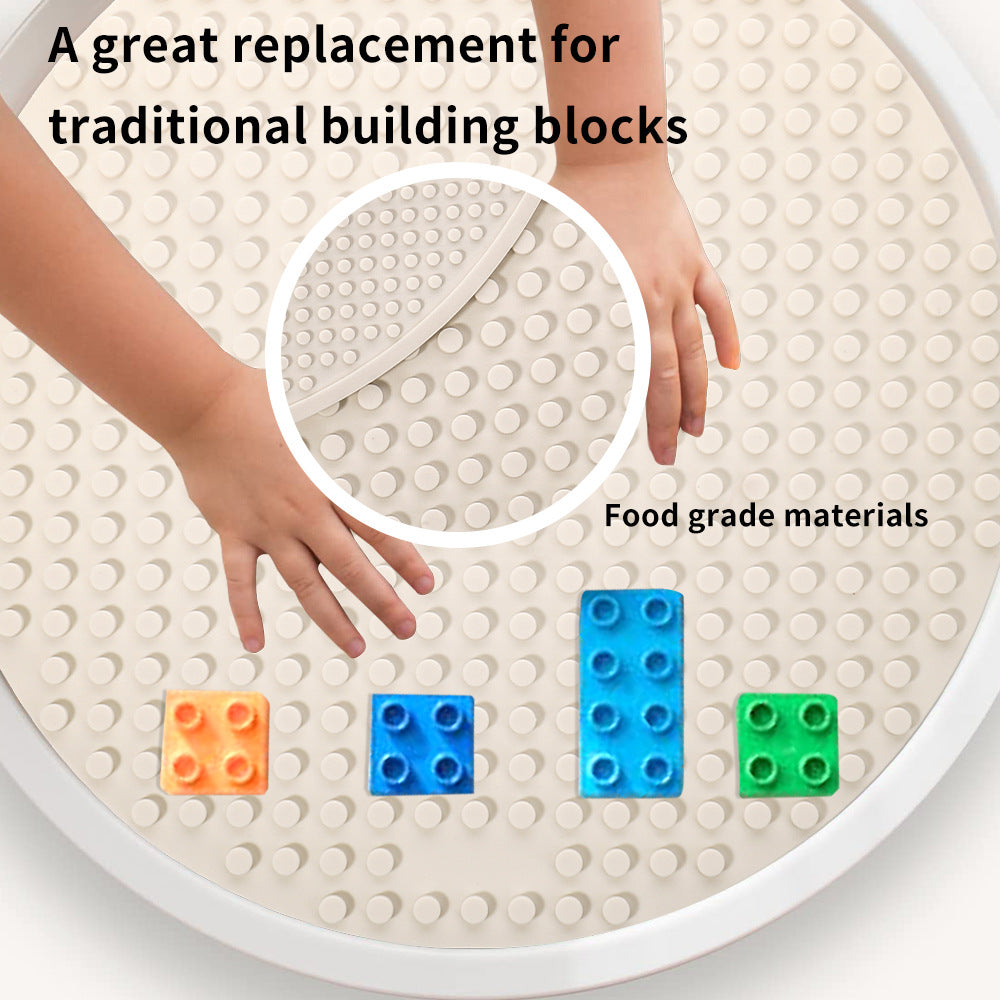 Manufacturer creative children's educational silicone building block mat soundtrack paste size particles double-sided silicone building block toys