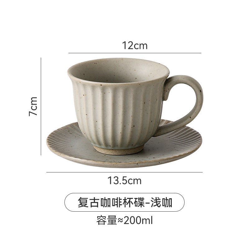 Japanese retro creative stoneware coffee ceramic mug - hand brew, vintage style, milk coffee, afternoon tea, office tea cup
