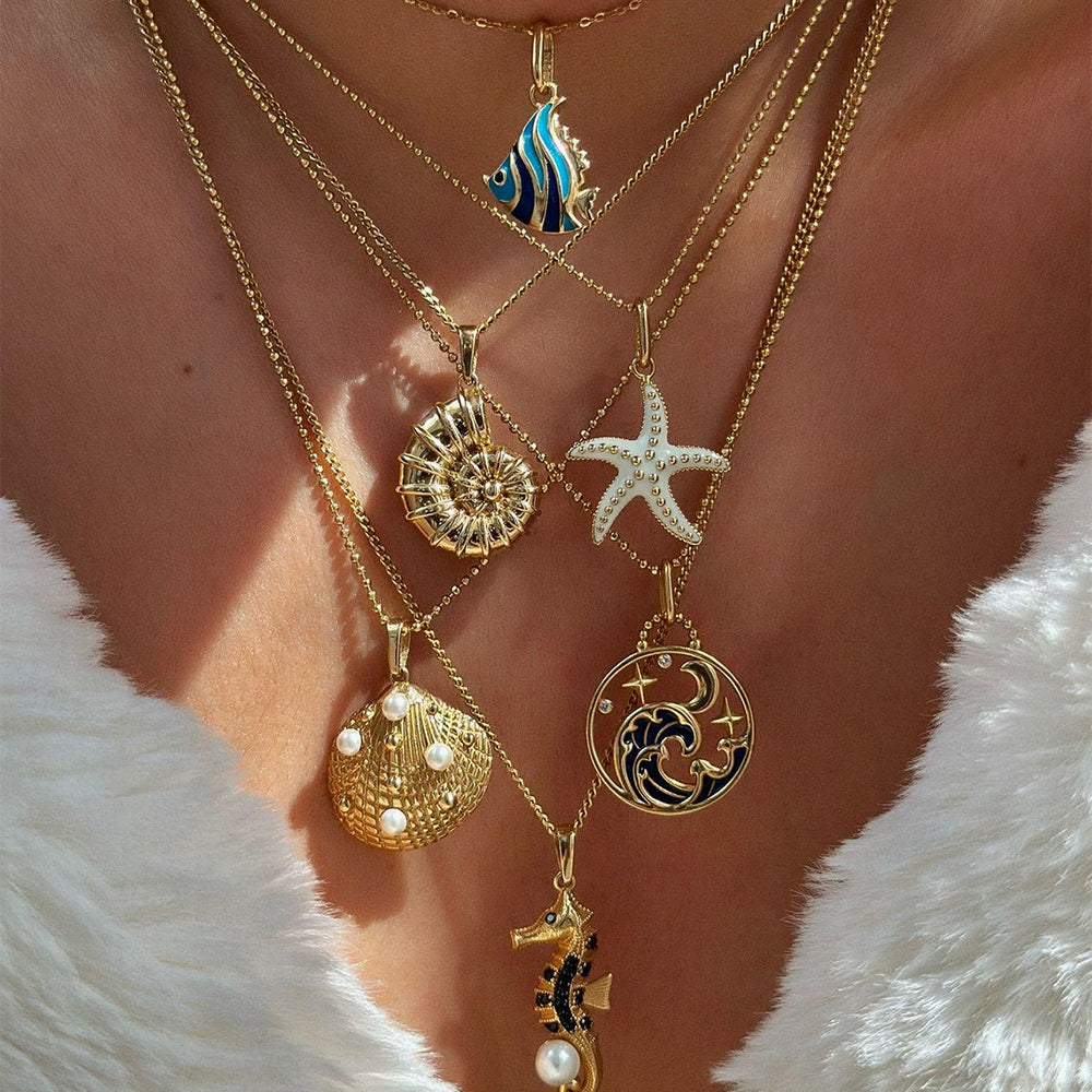 Wholesale seashell necklaces - european & american cross-border niche design jewelry for women - ocean-themed fashion with enamel seashells, starfish, and choker necklaces