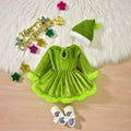 Baby girl cute halloween plush hat romper dress