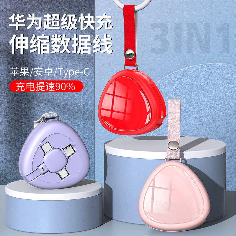 5a super fast charging retractable 3-in-1 charging cable - customizable with company logo, ready to ship directly