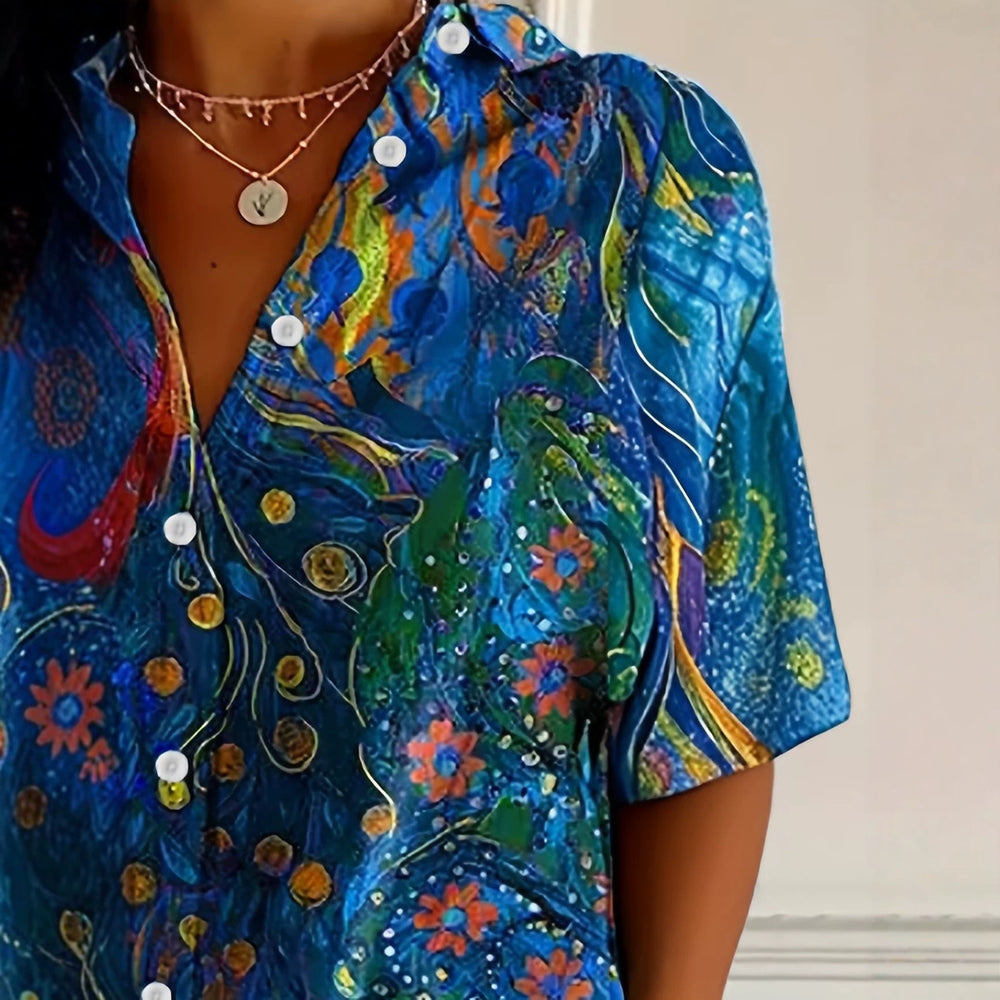 wholesale women's short-sleeved shirts, trendy shirt with hot-selling cross-border print designs, dropshipping available