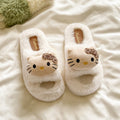 Cartoon kitty cat fuzzy one-strap cotton slippers - new autumn/winter collection for women, thickened outdoor/indoor warm slippers