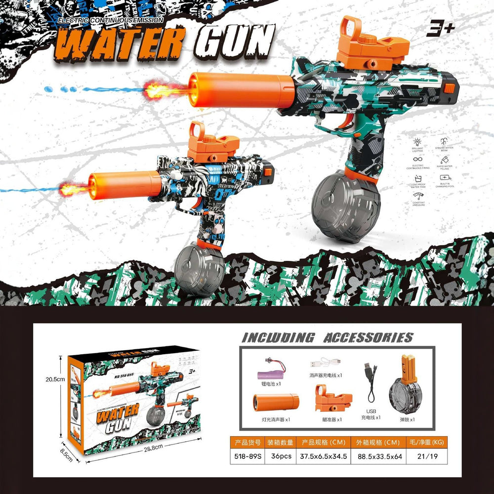 hot-selling uzi kids electric water gun toy large capacity reloading continuous water spray water fight toy wholesale