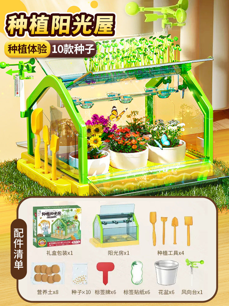 Children's play house sun room planting plants educational science experiment growing vegetables and flowers biological toys gift wholesale