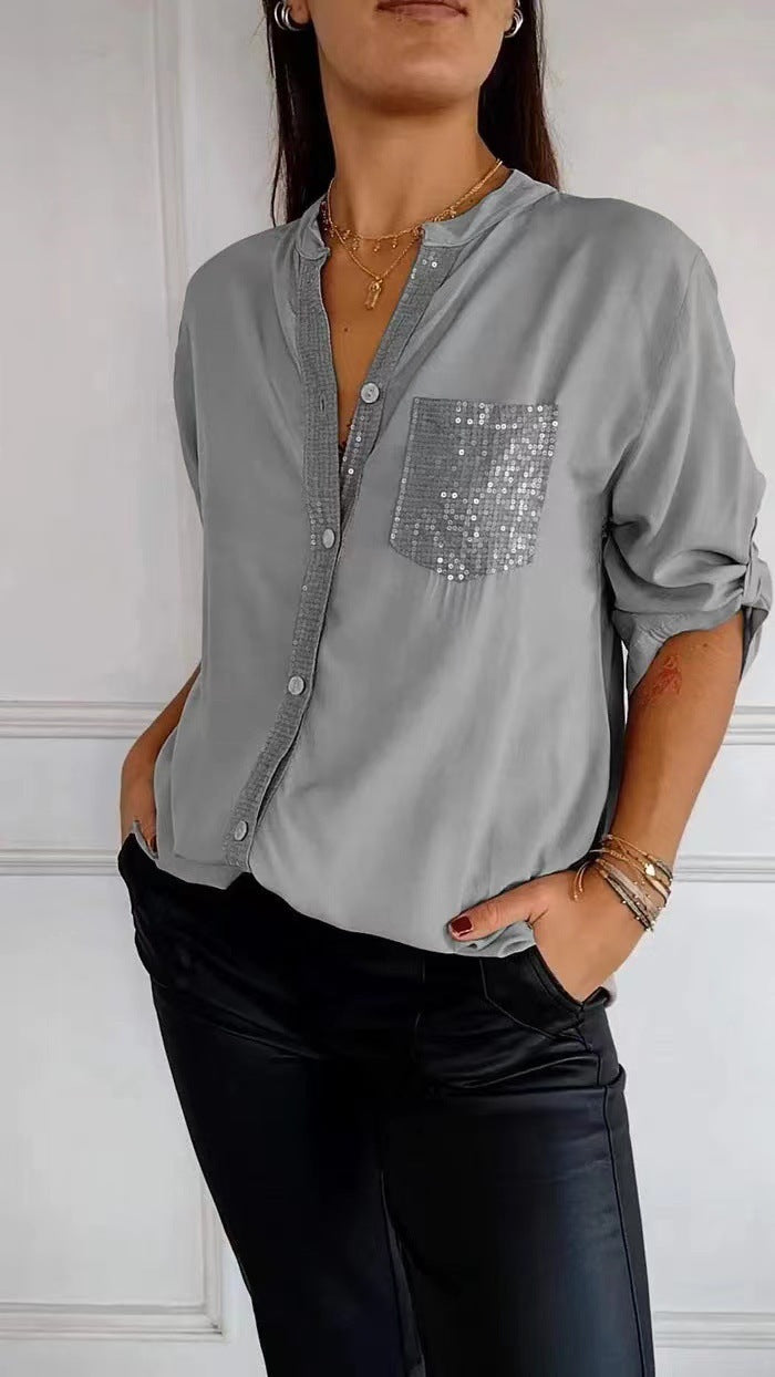 2024 spring and summer    eBay European beautiful women's loose casual ironing brick sleeve shirt