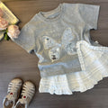 Girls' sequin tee summer outfit  new trendy kids' popular short-sleeve summer girl's chic t-shirt dress