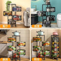 Kitchen rotating multi-functional storage rack, household floor-standing multi-tier snack cart, fruit and vegetable basket organizer