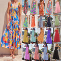 cross-border fashion summer women's  commuter sleeveless spicy girl print long slip dress