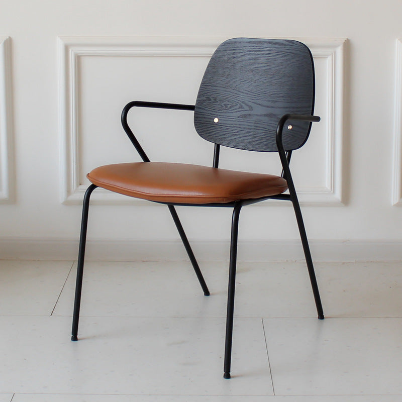 American loft restaurant retro leather dining chair cafe industrial style wrought iron chair designer casual back chair
