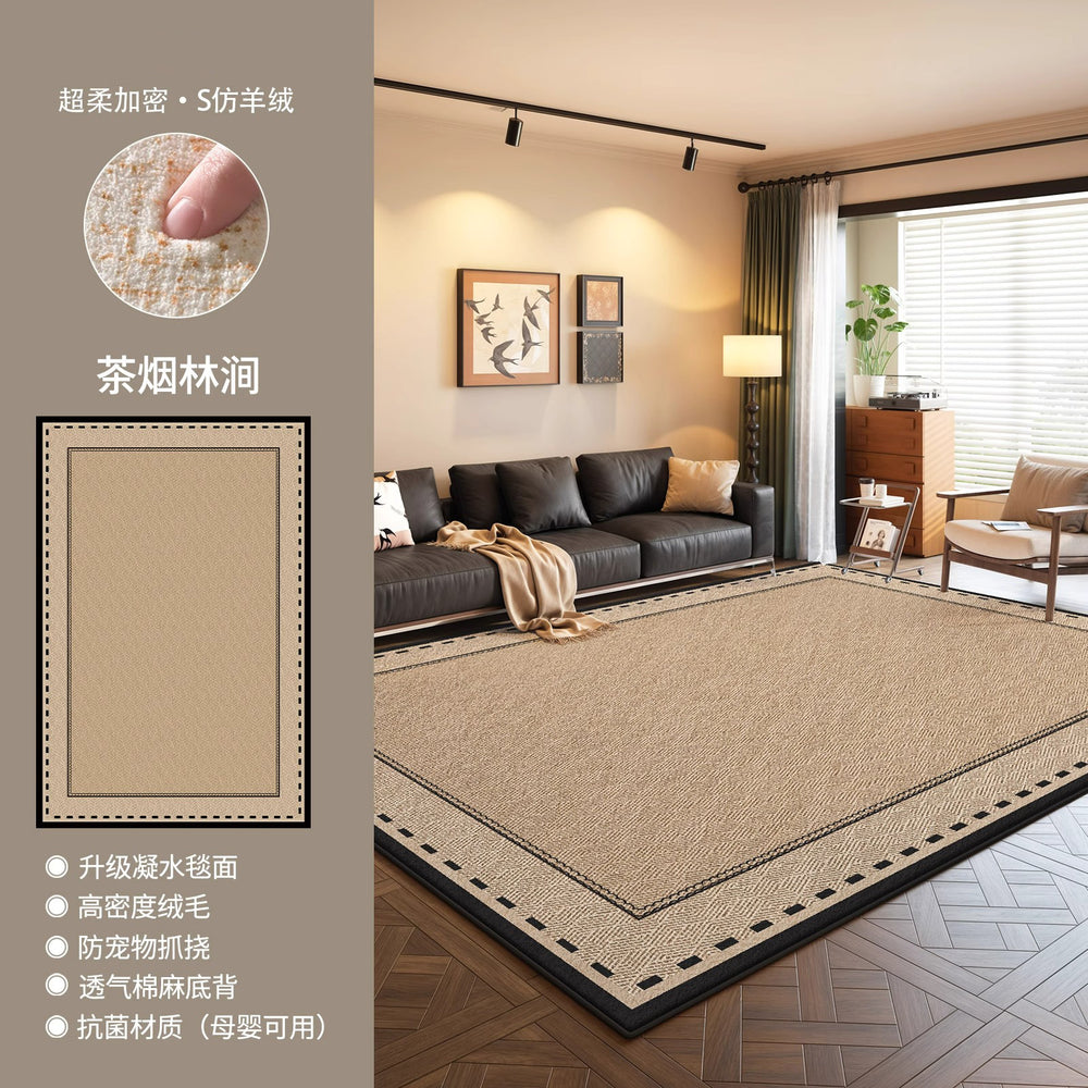 Distributed living room rug: waterproof, stain-resistant, retro style, new bedroom design, easy to clean, sofa coffee table blanket, light luxury, high-end