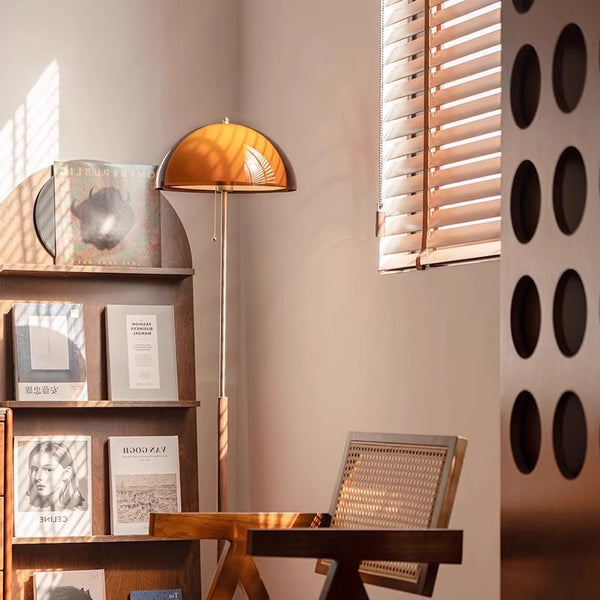 French antique floor lamp, decorative floor lamp next to the sofa in the living room, sunset, retro bedroom study desk lamp